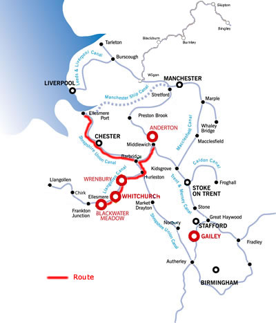 The Chester Or Ellesmere Port And Return From Anderton.php cruising route map